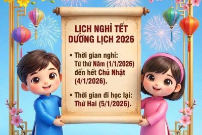 Thông báo lịch nghỉ tết Dương lịch 2026
